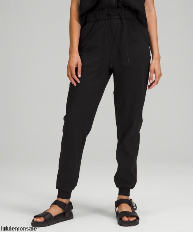 Lululemon Damen DELULU217 | Lululemon Deutschland Schwarze Stretch-Jogginghose Mit Hohem Bund In Voller Länge